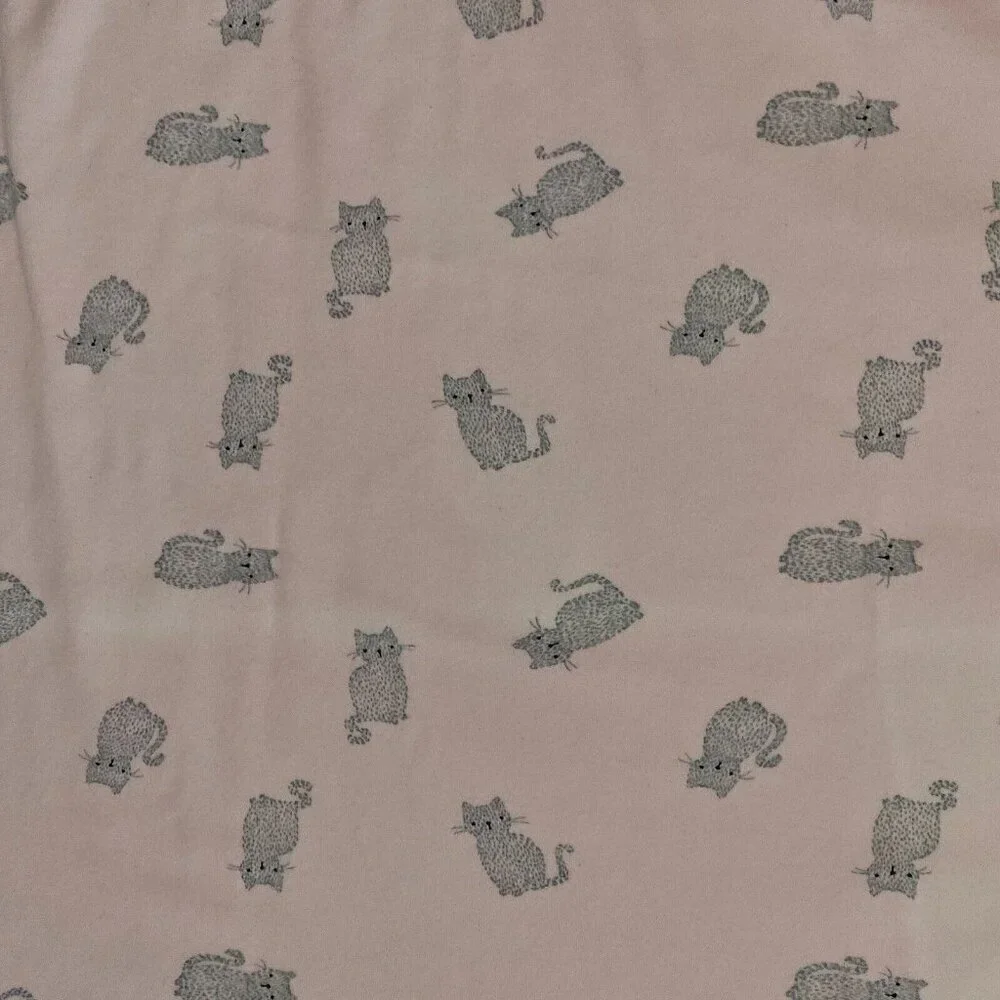 Rene Rofe Baby Pink Gray Kitty Cat Receiving Blanket 100% Cotton 21x32 READ Flaw